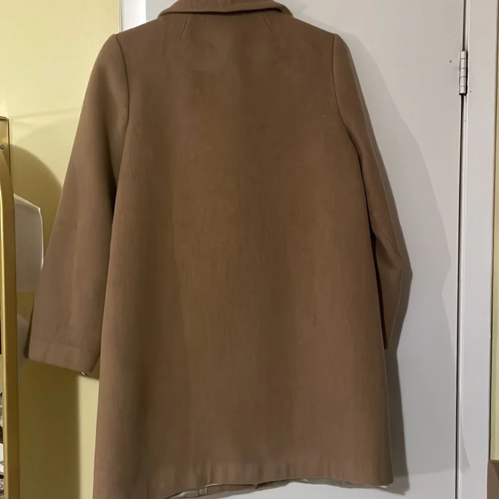 J. Crew Wool Cashmere belted wrap camel color overcoat with Peter Pan collar - Picture 9 of 10